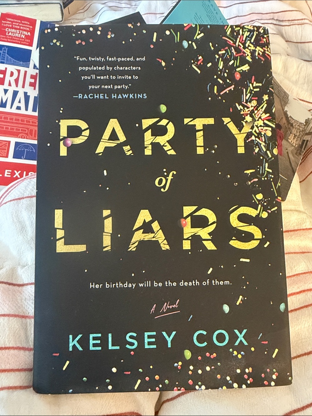 Party of Liars by Kelsey Cox - Black Cover with Confetti